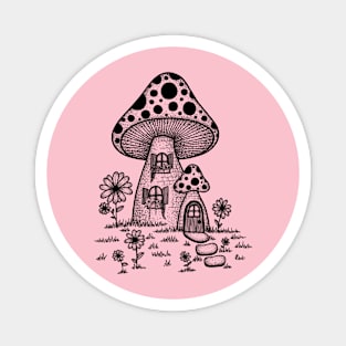 Cottagecore Mushroom House Magnet